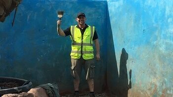 CED Stone's Dan Conboy lending a hand on the CAMFED garden in 2019